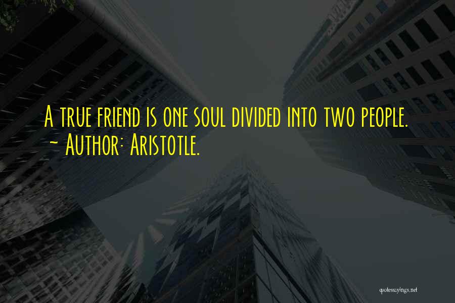 Aristotle. Quotes: A True Friend Is One Soul Divided Into Two People.