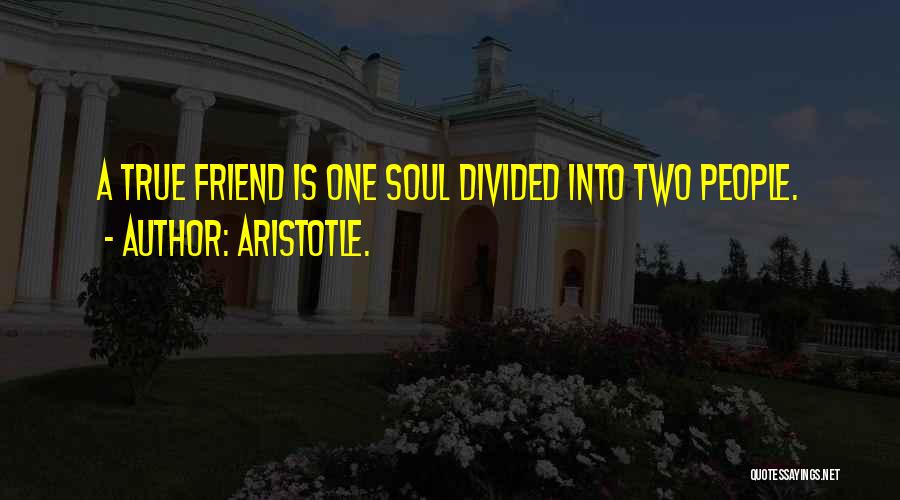 Aristotle. Quotes: A True Friend Is One Soul Divided Into Two People.