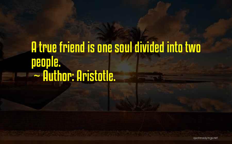 Aristotle. Quotes: A True Friend Is One Soul Divided Into Two People.