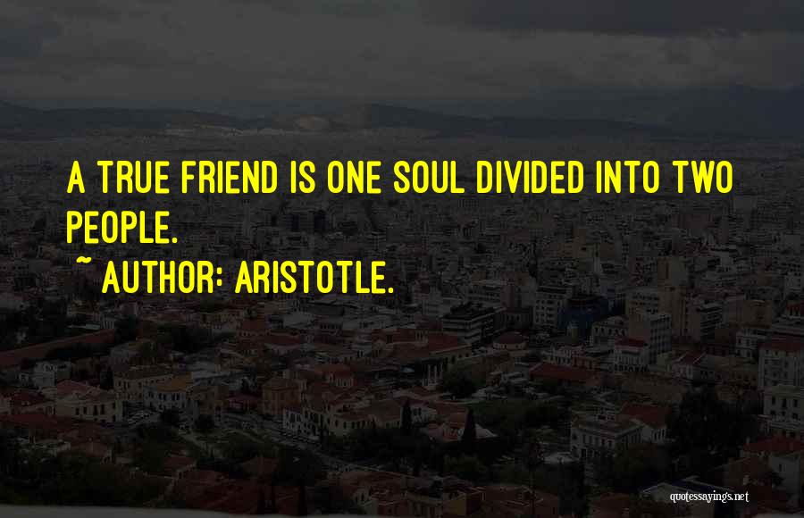 Aristotle. Quotes: A True Friend Is One Soul Divided Into Two People.