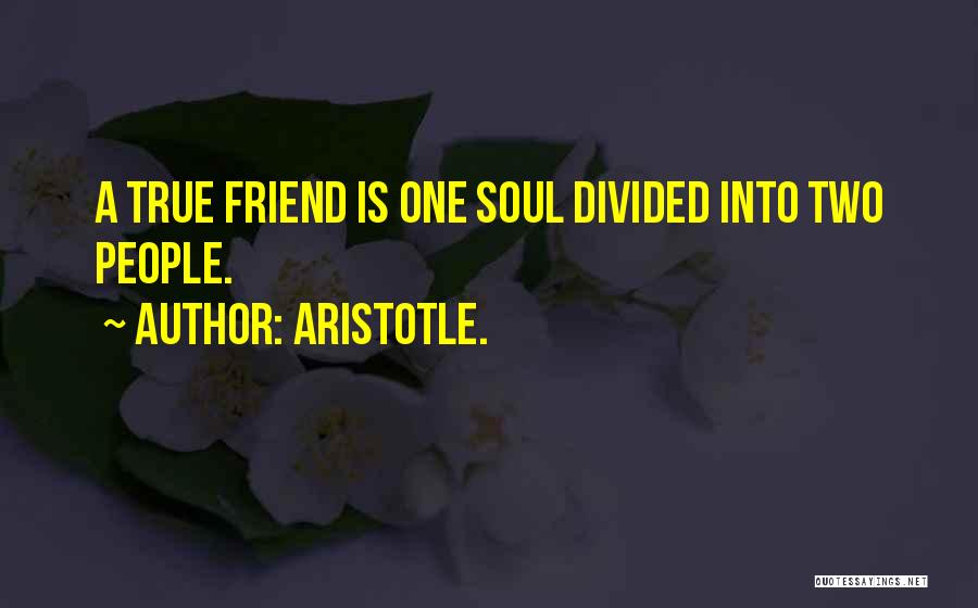 Aristotle. Quotes: A True Friend Is One Soul Divided Into Two People.
