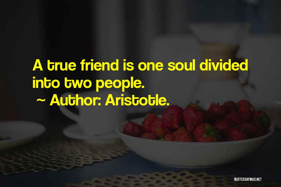 Aristotle. Quotes: A True Friend Is One Soul Divided Into Two People.