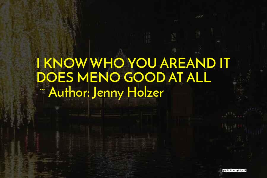 Jenny Holzer Quotes: I Know Who You Areand It Does Meno Good At All