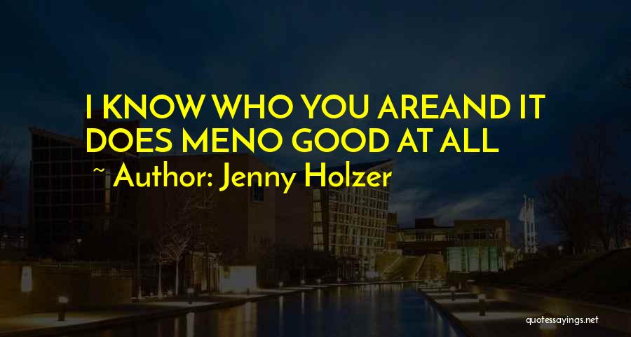 Jenny Holzer Quotes: I Know Who You Areand It Does Meno Good At All