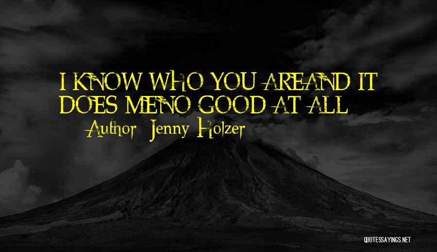 Jenny Holzer Quotes: I Know Who You Areand It Does Meno Good At All