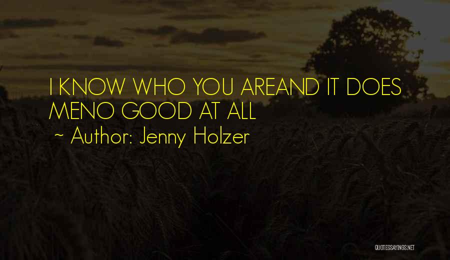 Jenny Holzer Quotes: I Know Who You Areand It Does Meno Good At All