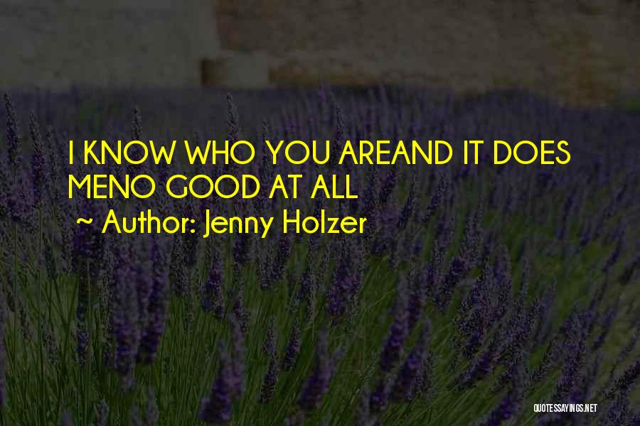 Jenny Holzer Quotes: I Know Who You Areand It Does Meno Good At All