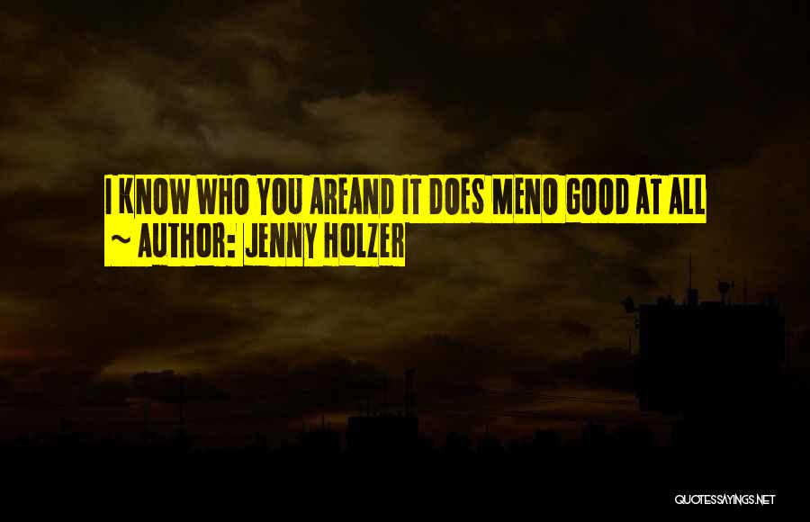 Jenny Holzer Quotes: I Know Who You Areand It Does Meno Good At All
