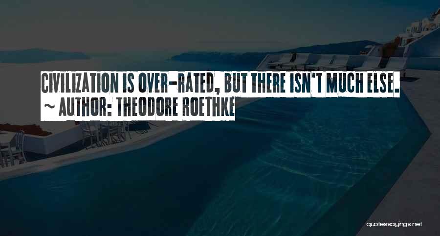 Theodore Roethke Quotes: Civilization Is Over-rated, But There Isn't Much Else.