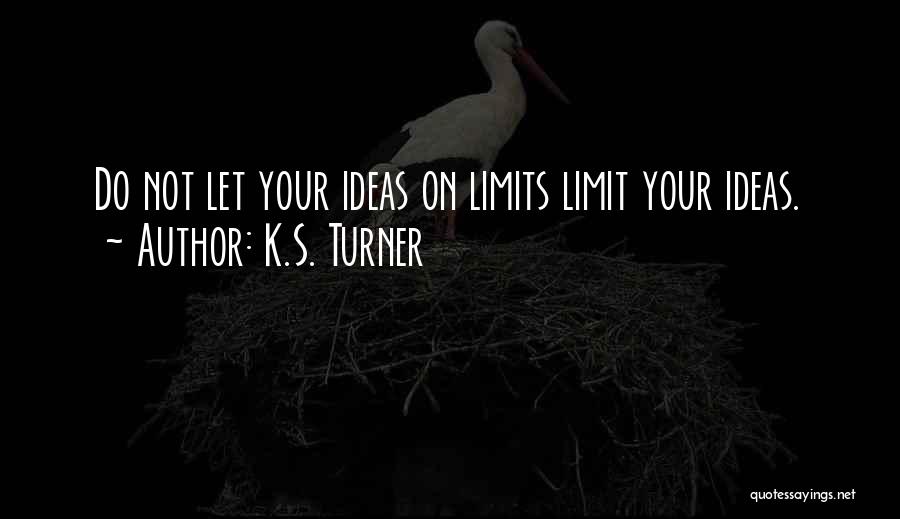 K.S. Turner Quotes: Do Not Let Your Ideas On Limits Limit Your Ideas.