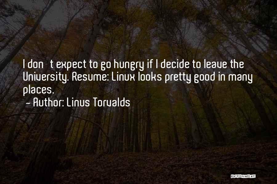 Linus Torvalds Quotes: I Don't Expect To Go Hungry If I Decide To Leave The University. Resume: Linux Looks Pretty Good In Many