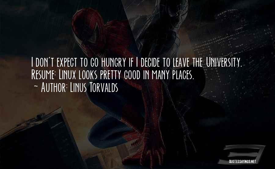 Linus Torvalds Quotes: I Don't Expect To Go Hungry If I Decide To Leave The University. Resume: Linux Looks Pretty Good In Many