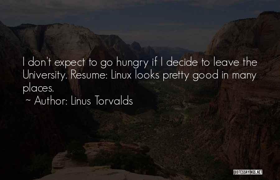 Linus Torvalds Quotes: I Don't Expect To Go Hungry If I Decide To Leave The University. Resume: Linux Looks Pretty Good In Many