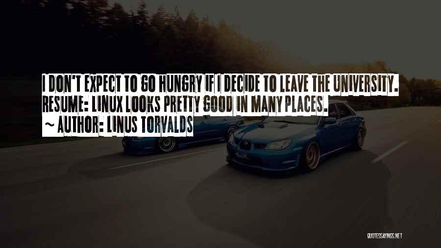 Linus Torvalds Quotes: I Don't Expect To Go Hungry If I Decide To Leave The University. Resume: Linux Looks Pretty Good In Many