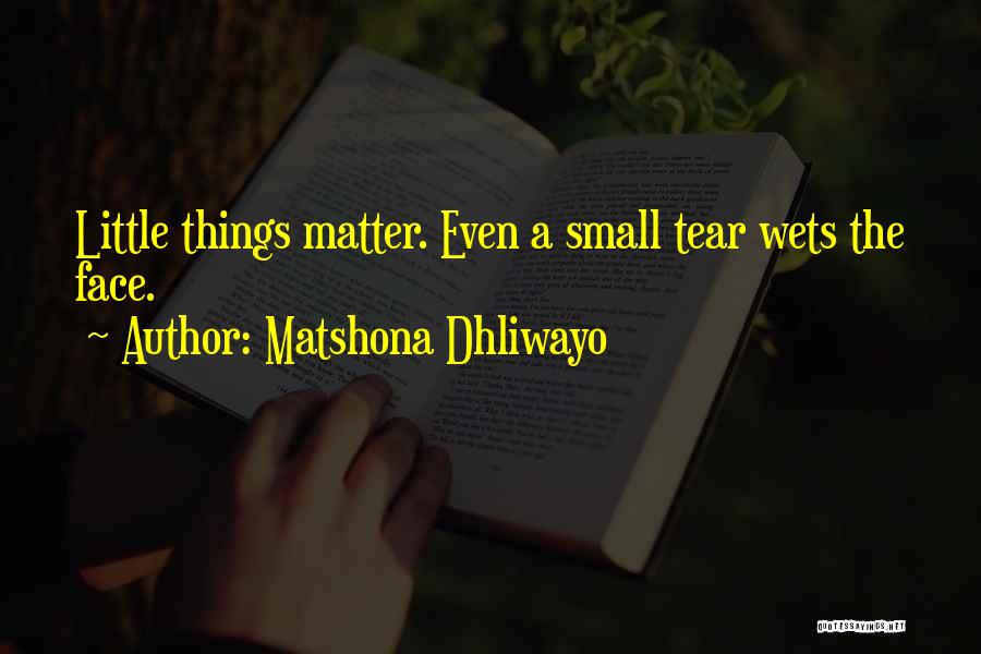 Matshona Dhliwayo Quotes: Little Things Matter. Even A Small Tear Wets The Face.