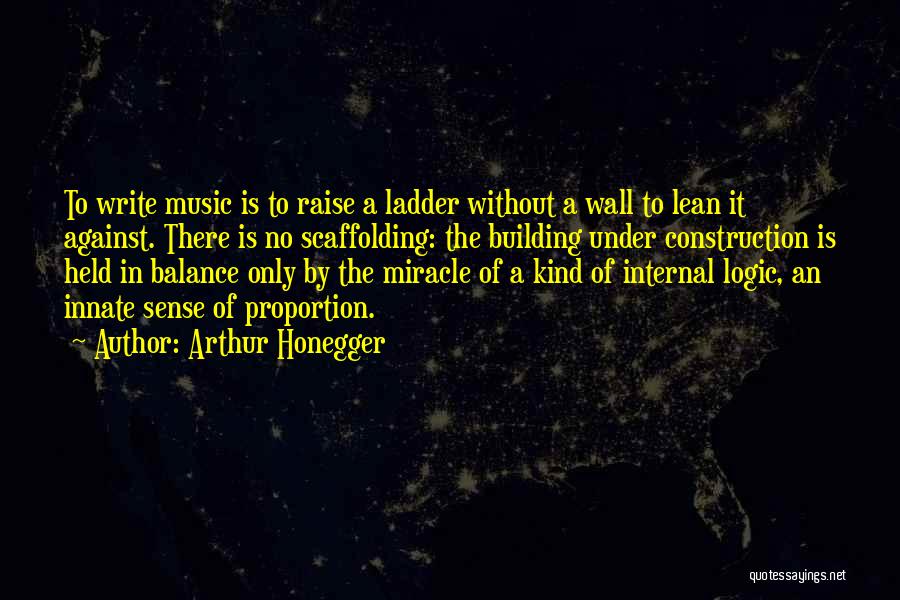 Arthur Honegger Quotes: To Write Music Is To Raise A Ladder Without A Wall To Lean It Against. There Is No Scaffolding: The