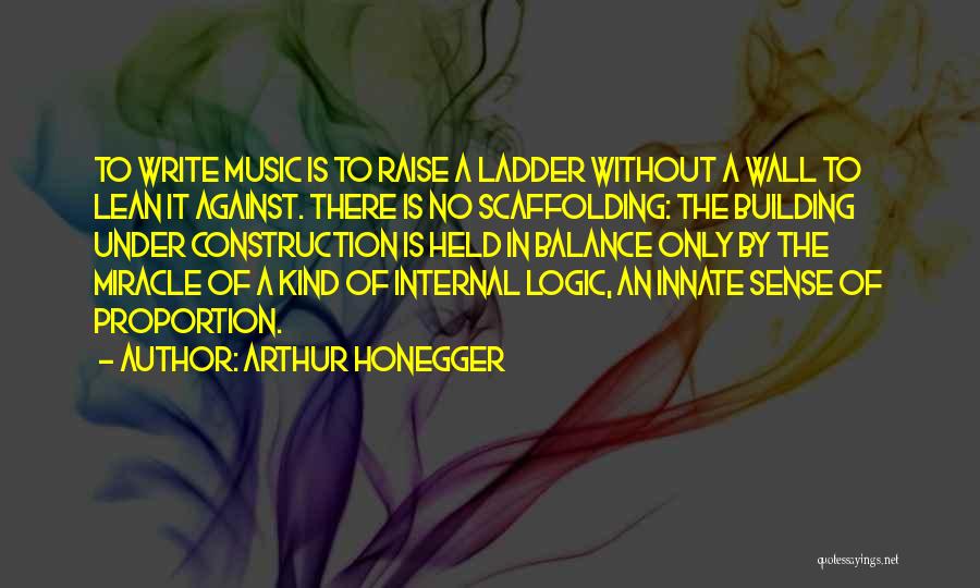 Arthur Honegger Quotes: To Write Music Is To Raise A Ladder Without A Wall To Lean It Against. There Is No Scaffolding: The