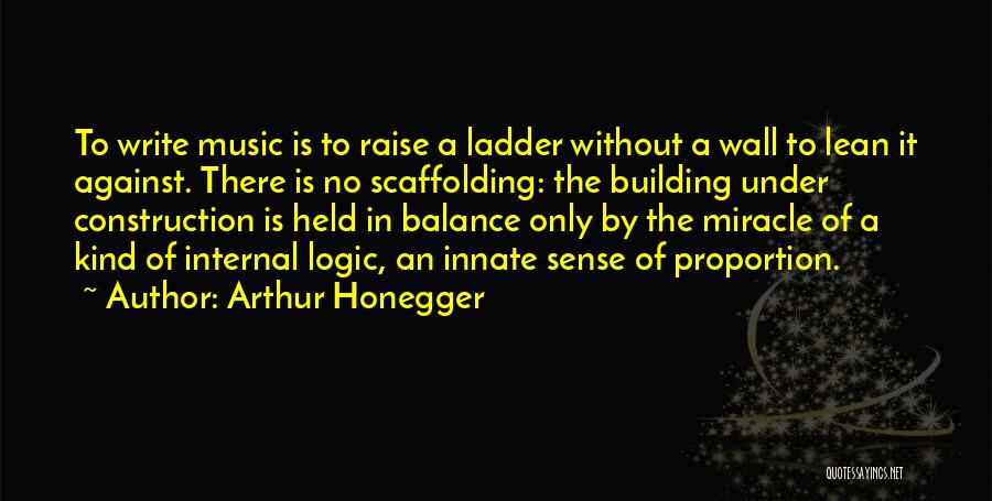 Arthur Honegger Quotes: To Write Music Is To Raise A Ladder Without A Wall To Lean It Against. There Is No Scaffolding: The