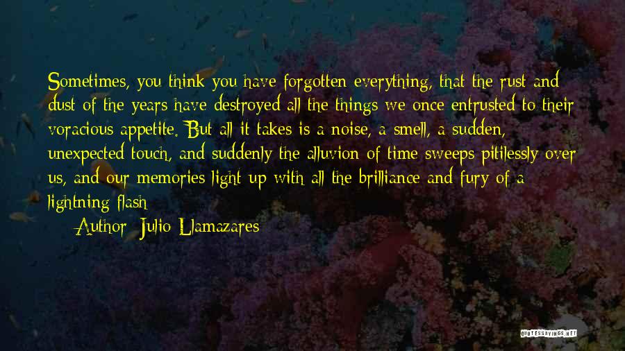 Julio Llamazares Quotes: Sometimes, You Think You Have Forgotten Everything, That The Rust And Dust Of The Years Have Destroyed All The Things