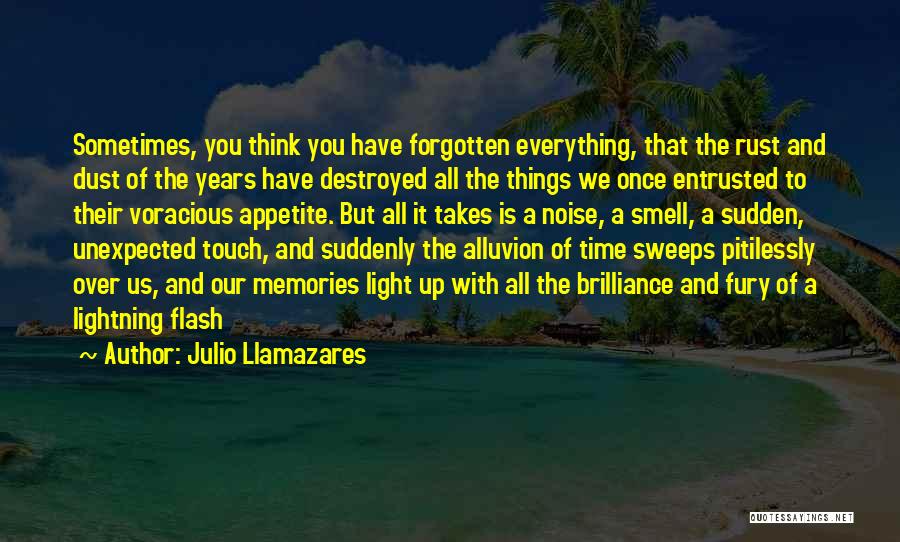 Julio Llamazares Quotes: Sometimes, You Think You Have Forgotten Everything, That The Rust And Dust Of The Years Have Destroyed All The Things