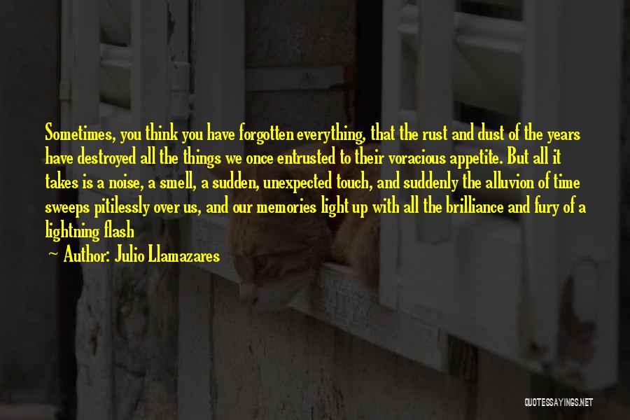 Julio Llamazares Quotes: Sometimes, You Think You Have Forgotten Everything, That The Rust And Dust Of The Years Have Destroyed All The Things