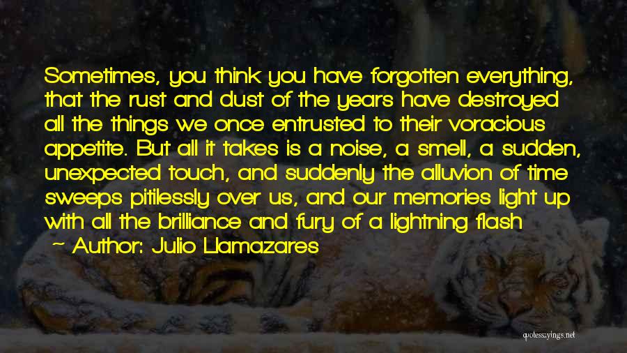 Julio Llamazares Quotes: Sometimes, You Think You Have Forgotten Everything, That The Rust And Dust Of The Years Have Destroyed All The Things