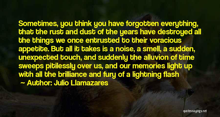 Julio Llamazares Quotes: Sometimes, You Think You Have Forgotten Everything, That The Rust And Dust Of The Years Have Destroyed All The Things