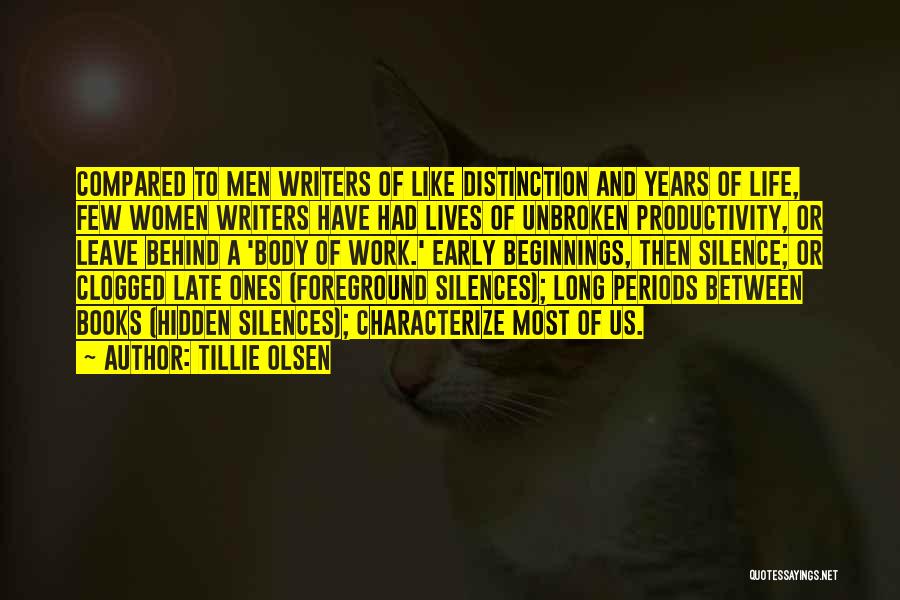 Tillie Olsen Quotes: Compared To Men Writers Of Like Distinction And Years Of Life, Few Women Writers Have Had Lives Of Unbroken Productivity,