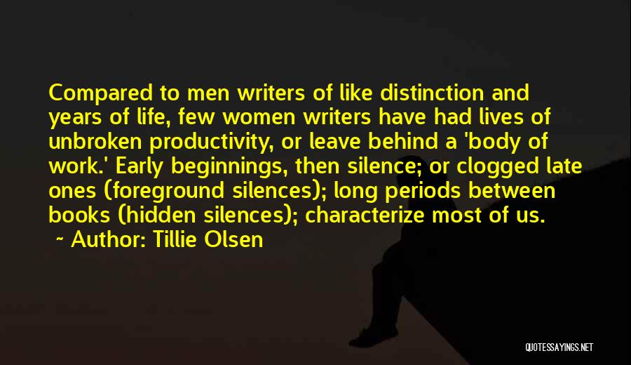 Tillie Olsen Quotes: Compared To Men Writers Of Like Distinction And Years Of Life, Few Women Writers Have Had Lives Of Unbroken Productivity,