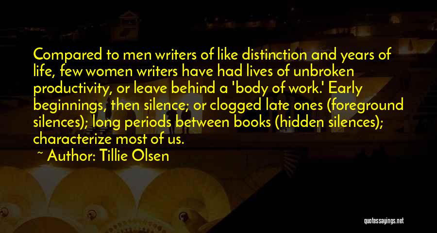 Tillie Olsen Quotes: Compared To Men Writers Of Like Distinction And Years Of Life, Few Women Writers Have Had Lives Of Unbroken Productivity,