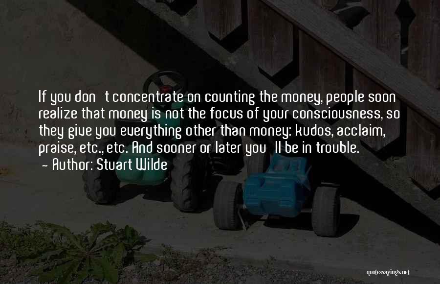 Stuart Wilde Quotes: If You Don't Concentrate On Counting The Money, People Soon Realize That Money Is Not The Focus Of Your Consciousness,