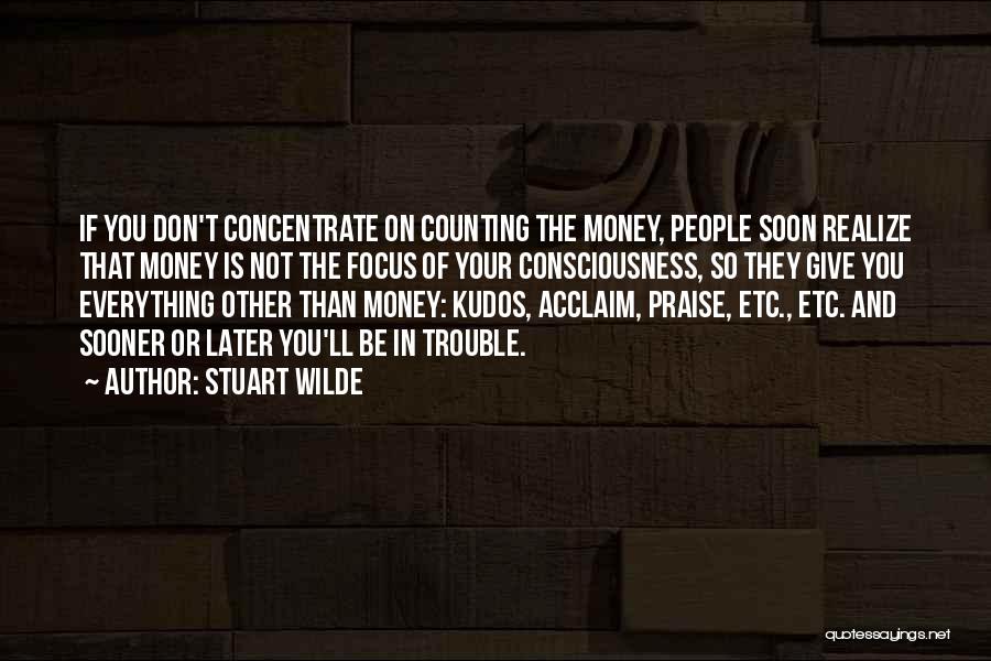 Stuart Wilde Quotes: If You Don't Concentrate On Counting The Money, People Soon Realize That Money Is Not The Focus Of Your Consciousness,