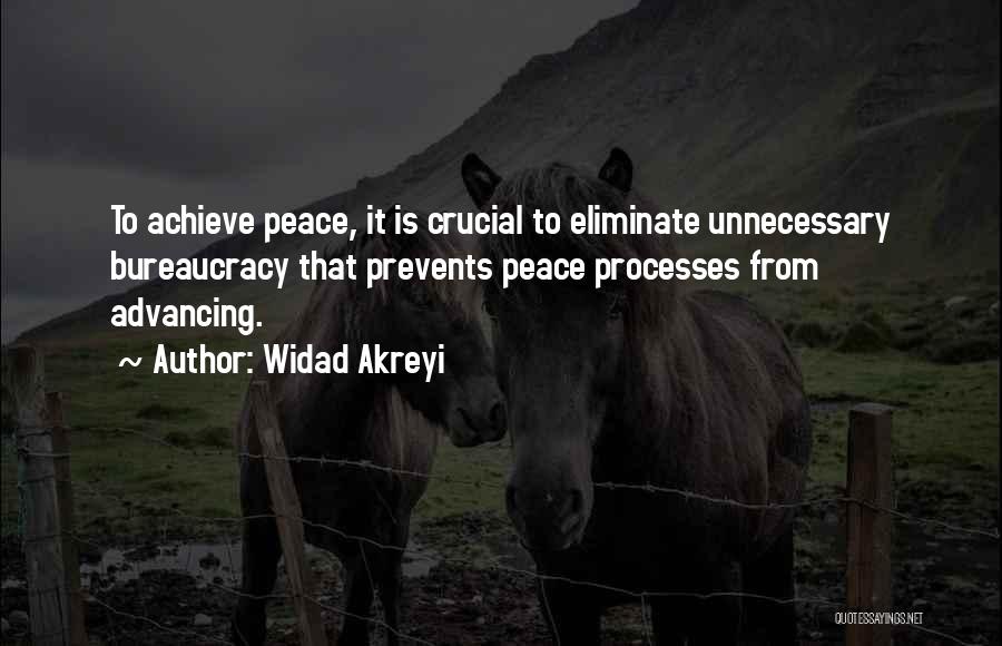 Widad Akreyi Quotes: To Achieve Peace, It Is Crucial To Eliminate Unnecessary Bureaucracy That Prevents Peace Processes From Advancing.