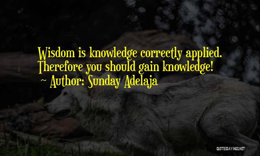 Sunday Adelaja Quotes: Wisdom Is Knowledge Correctly Applied. Therefore You Should Gain Knowledge!