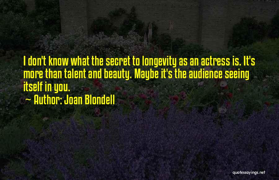 Joan Blondell Quotes: I Don't Know What The Secret To Longevity As An Actress Is. It's More Than Talent And Beauty. Maybe It's
