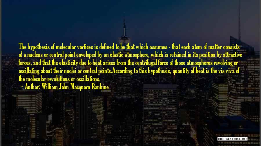 William John Macquorn Rankine Quotes: The Hypothesis Of Molecular Vortices Is Defined To Be That Which Assumes - That Each Atom Of Matter Consists Of