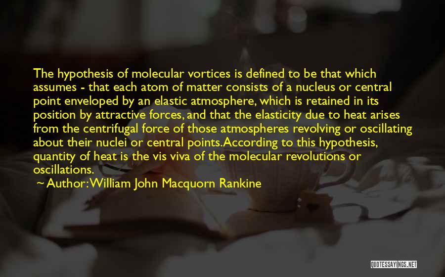 William John Macquorn Rankine Quotes: The Hypothesis Of Molecular Vortices Is Defined To Be That Which Assumes - That Each Atom Of Matter Consists Of