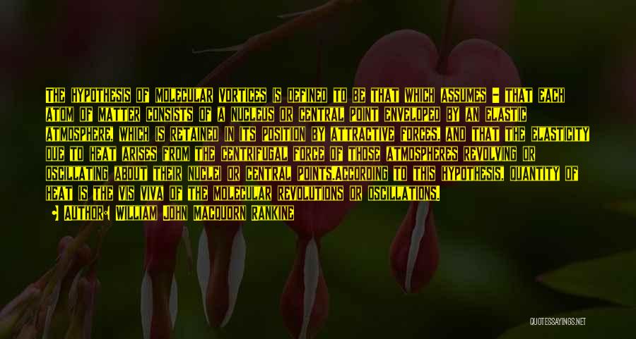 William John Macquorn Rankine Quotes: The Hypothesis Of Molecular Vortices Is Defined To Be That Which Assumes - That Each Atom Of Matter Consists Of