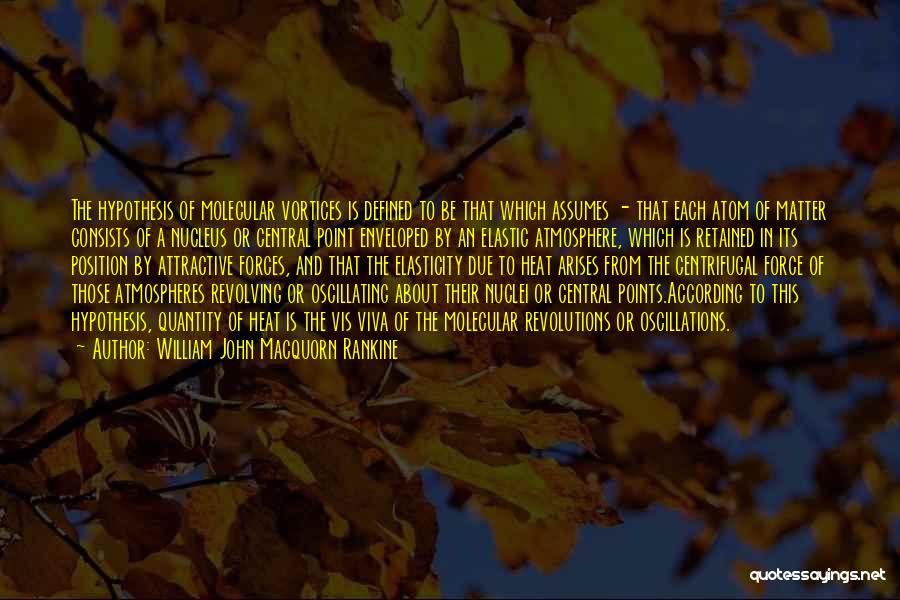 William John Macquorn Rankine Quotes: The Hypothesis Of Molecular Vortices Is Defined To Be That Which Assumes - That Each Atom Of Matter Consists Of