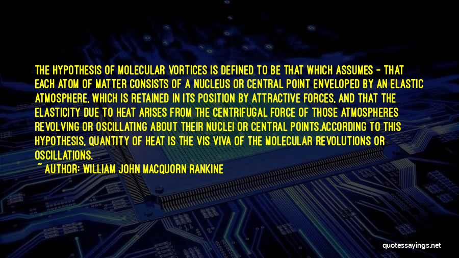 William John Macquorn Rankine Quotes: The Hypothesis Of Molecular Vortices Is Defined To Be That Which Assumes - That Each Atom Of Matter Consists Of