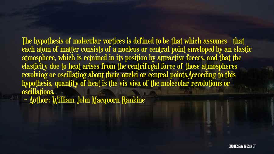 William John Macquorn Rankine Quotes: The Hypothesis Of Molecular Vortices Is Defined To Be That Which Assumes - That Each Atom Of Matter Consists Of