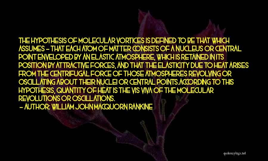 William John Macquorn Rankine Quotes: The Hypothesis Of Molecular Vortices Is Defined To Be That Which Assumes - That Each Atom Of Matter Consists Of