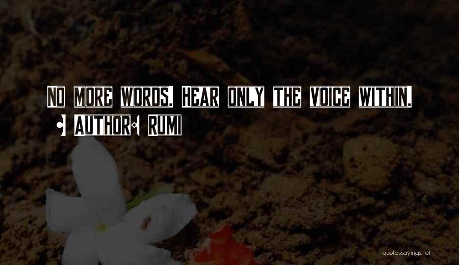 Rumi Quotes: No More Words. Hear Only The Voice Within.