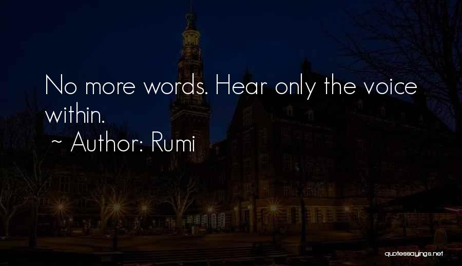 Rumi Quotes: No More Words. Hear Only The Voice Within.