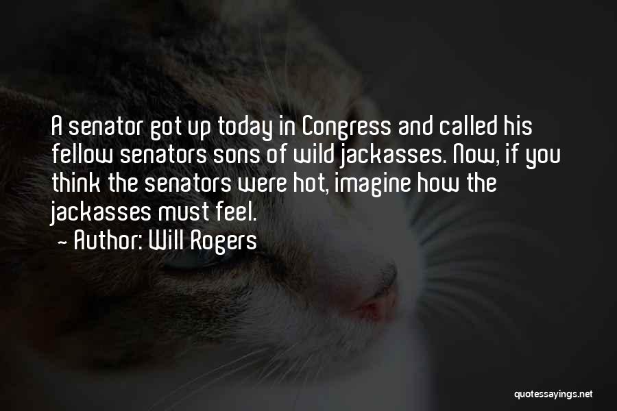 Will Rogers Quotes: A Senator Got Up Today In Congress And Called His Fellow Senators Sons Of Wild Jackasses. Now, If You Think