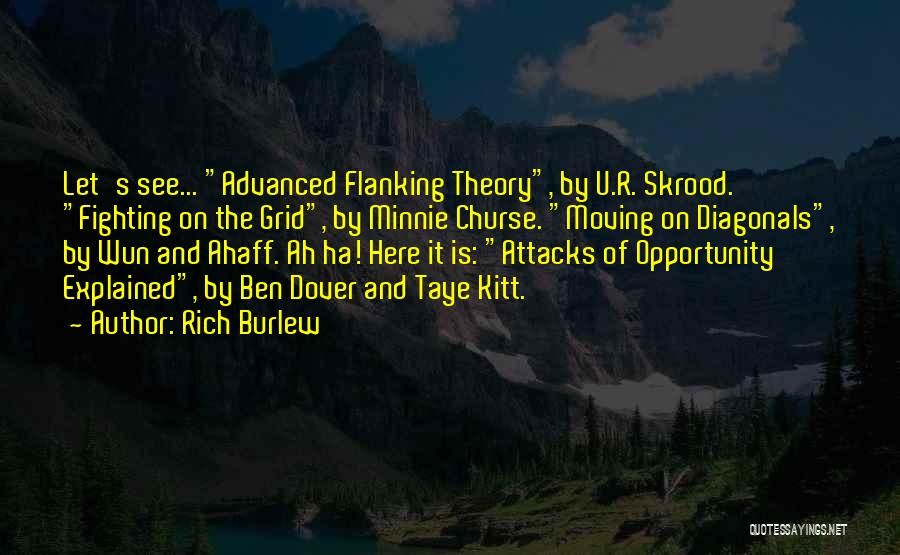 Rich Burlew Quotes: Let's See... Advanced Flanking Theory, By U.r. Skrood. Fighting On The Grid, By Minnie Churse. Moving On Diagonals, By Wun