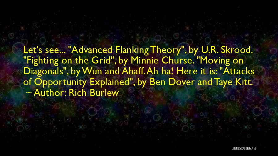 Rich Burlew Quotes: Let's See... Advanced Flanking Theory, By U.r. Skrood. Fighting On The Grid, By Minnie Churse. Moving On Diagonals, By Wun