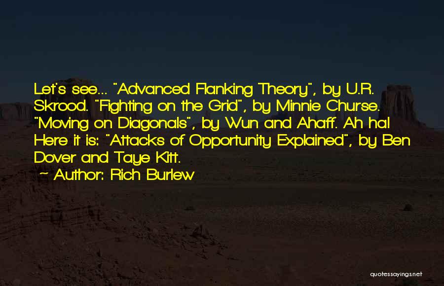 Rich Burlew Quotes: Let's See... Advanced Flanking Theory, By U.r. Skrood. Fighting On The Grid, By Minnie Churse. Moving On Diagonals, By Wun