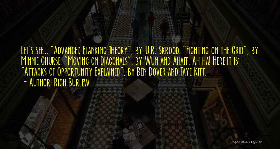 Rich Burlew Quotes: Let's See... Advanced Flanking Theory, By U.r. Skrood. Fighting On The Grid, By Minnie Churse. Moving On Diagonals, By Wun