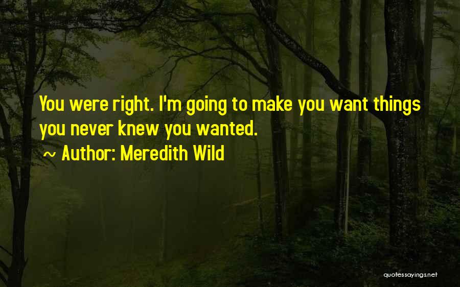 Meredith Wild Quotes: You Were Right. I'm Going To Make You Want Things You Never Knew You Wanted.